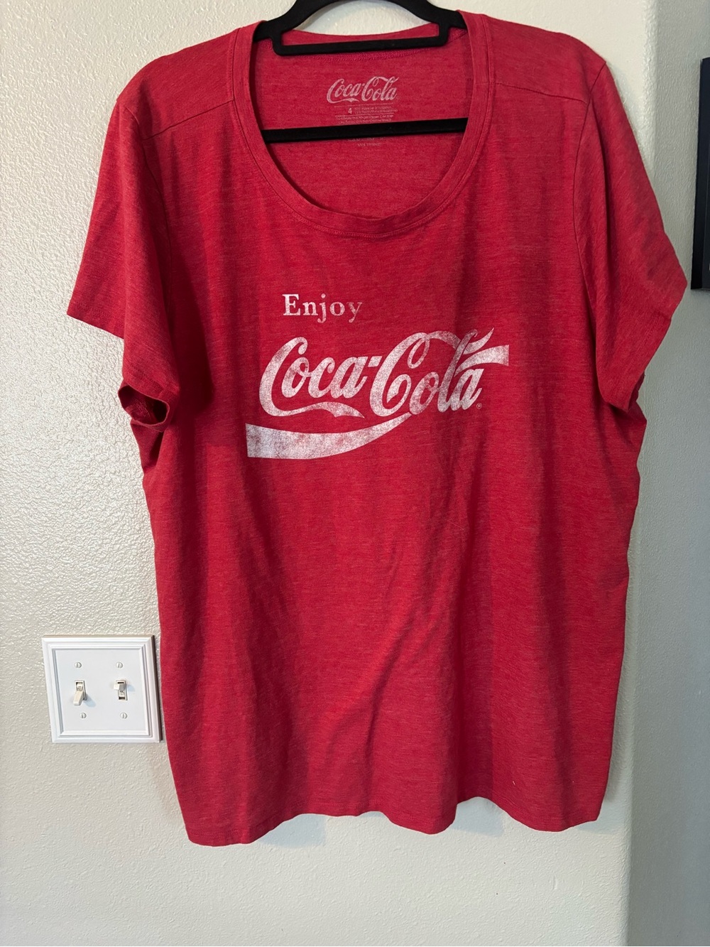 Coca Cola Red Scoop Neck Women's Tee with White Logo